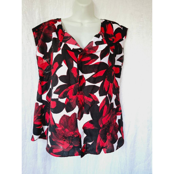 Worthington , Size L, Red & Black Floral harper Career Officecore blouse - Picture 1 of 4